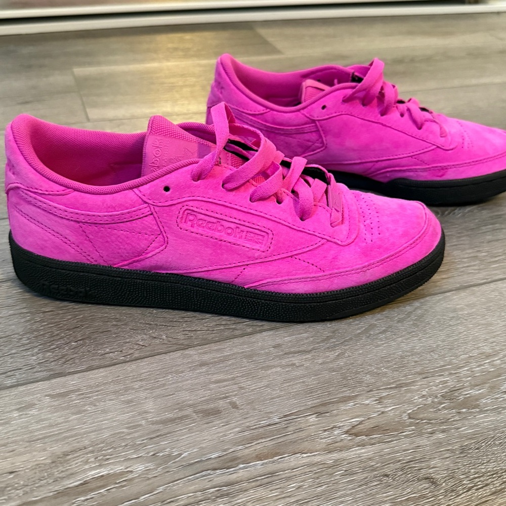 Reebok Pink Suede Sneakers with Black Sole